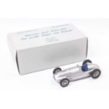 A CMC No. M-018 1/18 scale model of a Mercedes Benz W165 1939 race car finished in silver, housed in