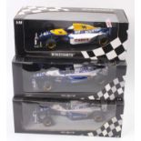 A Minichamps 1/18 scale Williams Renault boxed diecast group, three various examples to include a