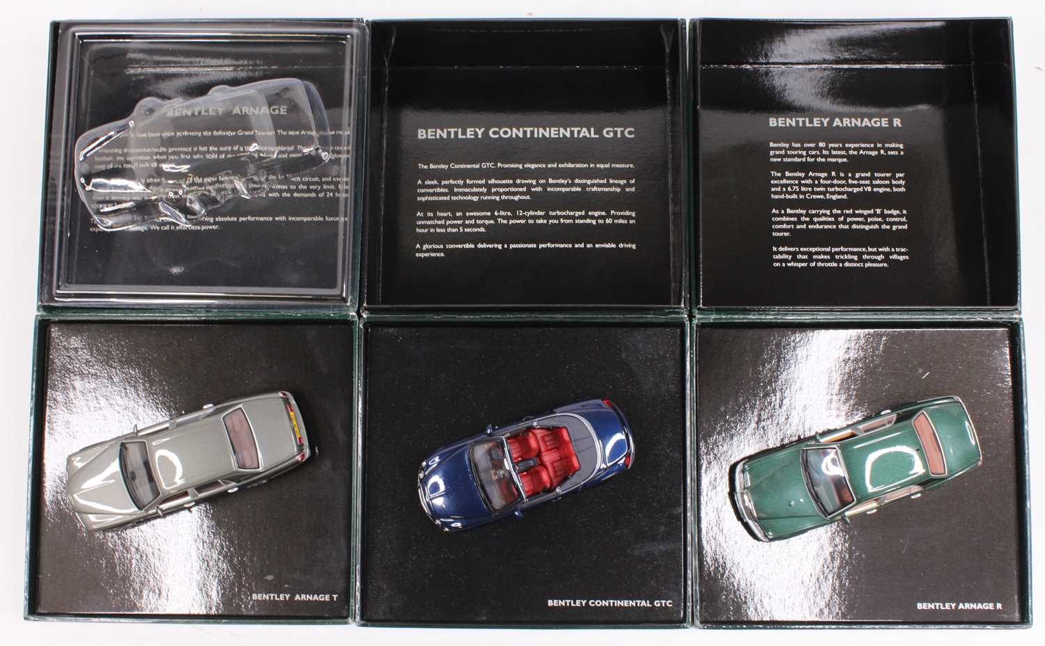 A Minichamps 1/43 scale Bentley presentation release diecast group to include a Bentley Arnage R,