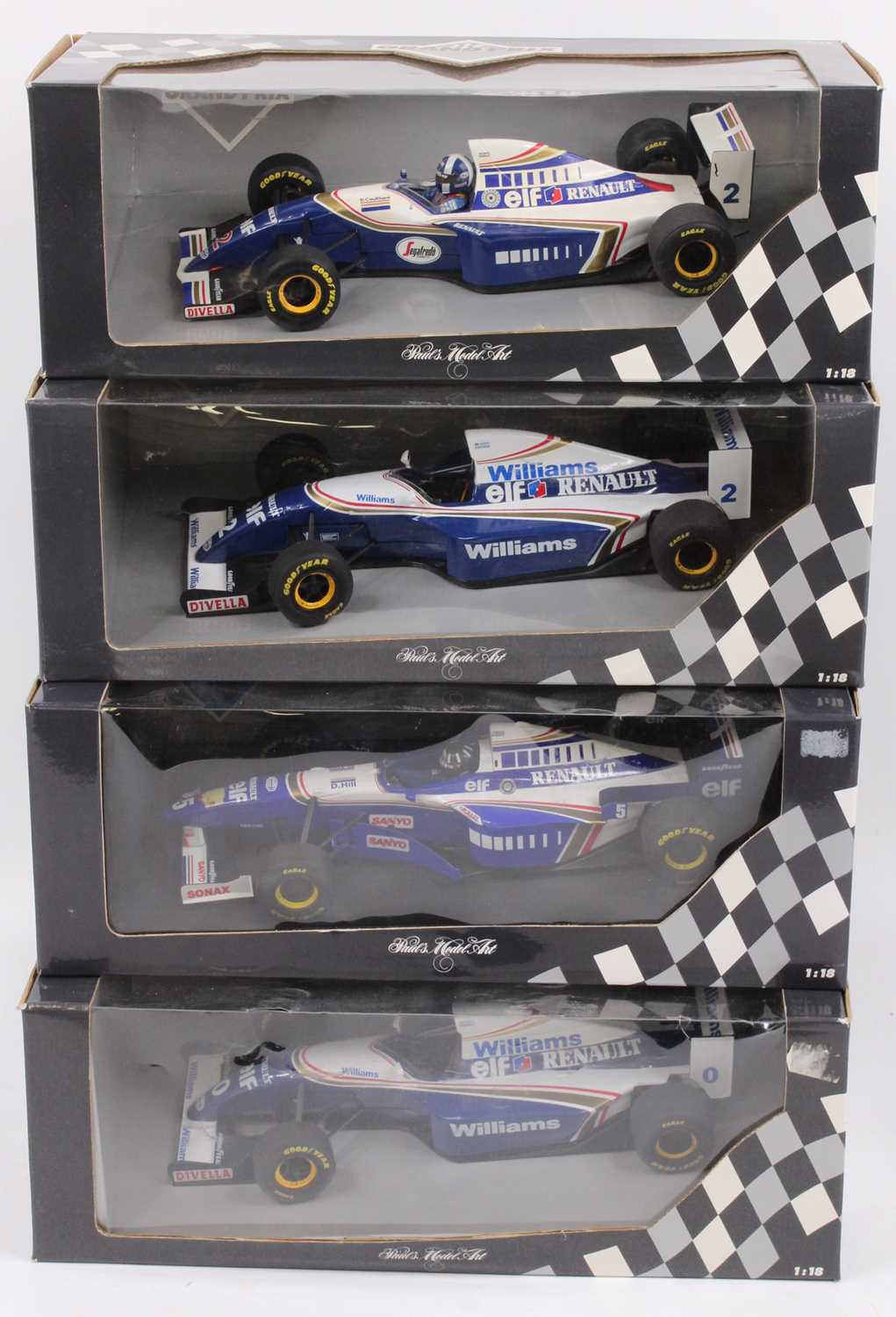 A Minichamps Pauls Model Art Grand Prix range 1/18 scale boxed diecast group, to include a Damon