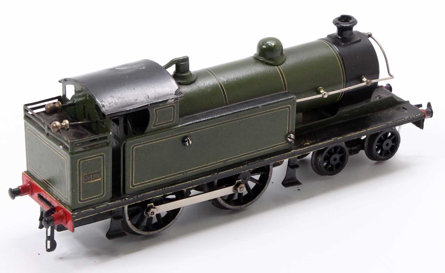 Believed to be a modified Bing clockwork 4-4-0 tank loco running no.3410 olive green lined black & - Image 2 of 3