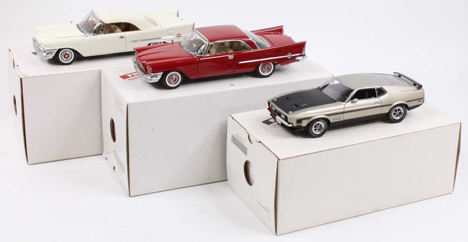 A collection of Danbury Mint 1/24 scale diecast and pewter miniatures to include a 1958 Chrysler