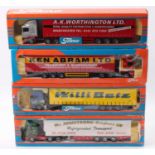 Tekno 1/50th scale road transport group of 4 comprising an ERF EC10 with curtain side trailer in "
