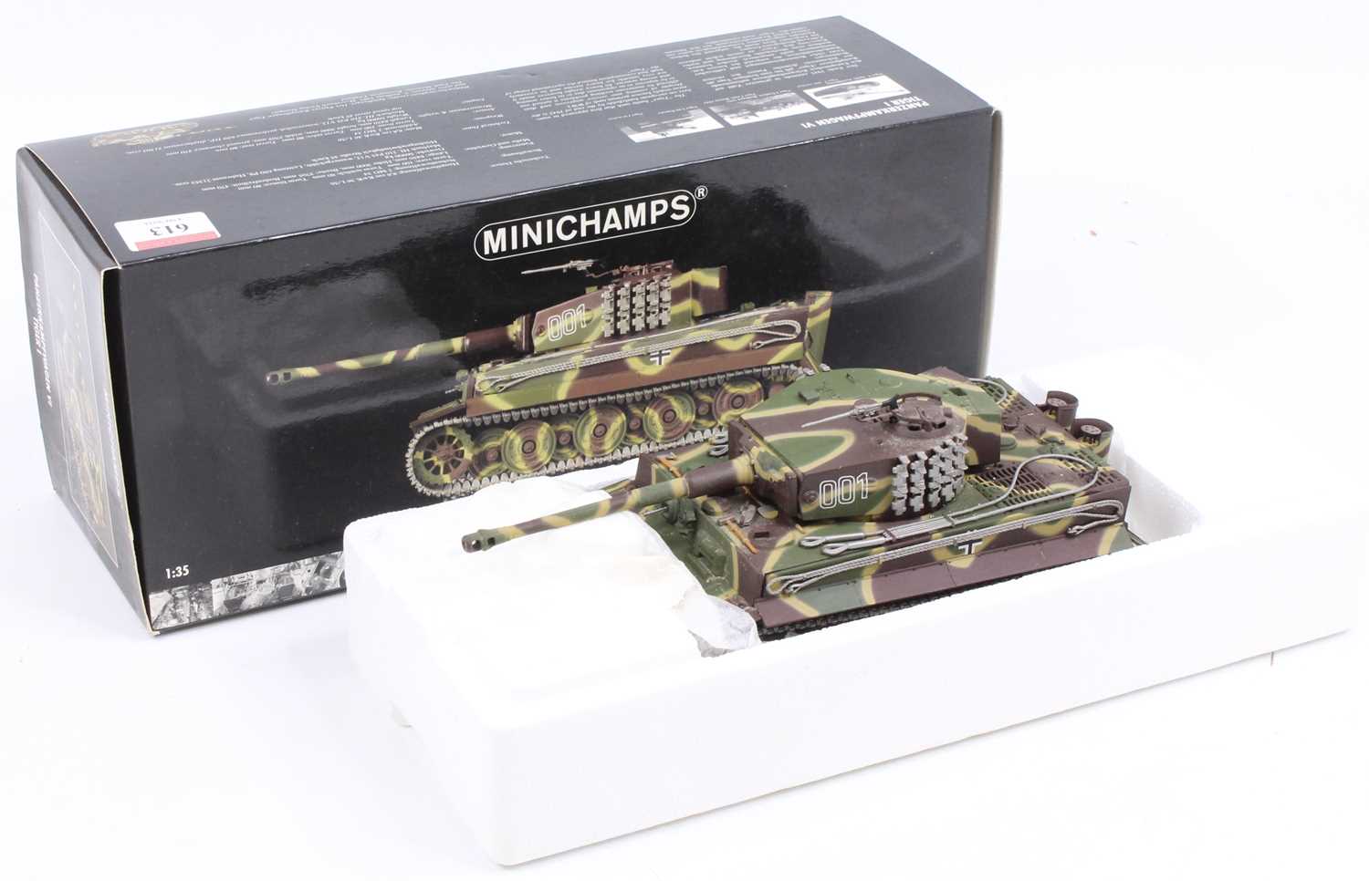 A Minichamps No. 010001 1/35 scale diecast model of a Panzerkampfwagen VI Tiger 1 Tank, housed in