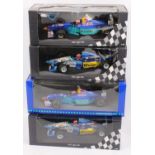 A Minichamps 1/18 scale Red Bull Sauber Petronas boxed diecast group to include a Benetton Renault