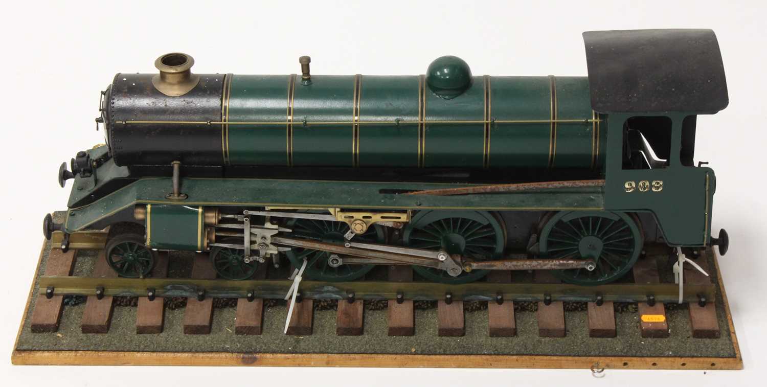 3.5 inch gauge de-commissioned live steam model of a 4-6-0 locomotive, finished in green and