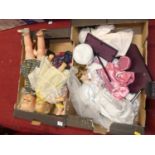 Two boxes containing a quantity of vintage and modern release collectors' dolls