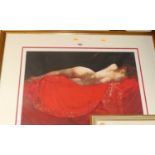 Fletcher Sibthorp - A bright red kimono, lithograph, signed and numbered in pencil to the margin