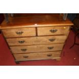 A 19th century faded mahogany squarefront chest of two short over three long graduated drawers, w.