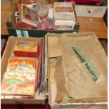 Two boxes of vintage board games, to include a BGL of London Electric Speedway, various card