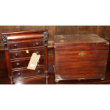 A Victorian mahogany apprentice chest, having five long graduated drawers, w.29.5cm; together with a