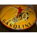 An enamel convex advertising sign for Indian Gasoline, dia. 30cm