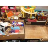 A large collection of mixed interest toys to include a Playmobil Noah's Ark with fishing boat, a