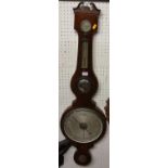 A 19th century mahogany four-dial wheel barometer, the lower silvered scale signed Fisher