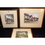 Reg Siger - The Swan Hotel, Lavenham, ink and watercolour, signed lower left, 21x30cm, together with