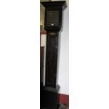 A narrow oak longcase clock case (only), with engraved brass plaque, h.199cmAperture size for the