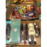 Two trays of mixed diecast vehicles, to include a Franklin Mint fire engine, reproduction General