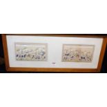 Indian Moghul school - pair hunting scene and ceremonial scene, watercolour and gouache, each