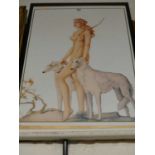 Joaquin Alberto Vargas - Varga girl as Diana the Huntress with dogs, poster print 76x57cm