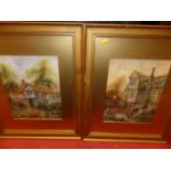 John Thorley (1859-1933) - Pair; Timbered houses, watercolour, each signed, 37 x 28.5cm; and a