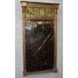 A 19th century giltwood and gesso marginal bevelled wall mirror, with classical decorated figural
