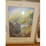 John Whybrow - Riverside houses, watercolour, signed and dated lower right 2000, 48x35cm