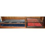 An early 20th century mahogany table-top velvet lined jewellery display case, 84 x 41cm; together