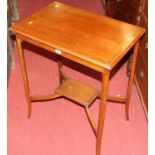An Edwardian mahogany and chequer strung rectangular occasional table, w.61cm