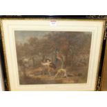 After George Morland - Boys robbing an orchard, colour engraving, 29 x 37cm