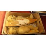 One box containing a quantity of early 20th century soft filled children's dolls together with a