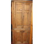 A 19th century rustic pine four door corner cupboard, h.187cm