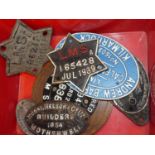 A box of original and reproduction railway builders plates to include a Hurst Nelson & Co 1954