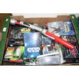 One tray of mixed Star Wars related modern collectables, to include Data Files action figures,