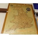 A 'Geographia' distance chart, showing distances from Bury St Edmunds, with advertising to the