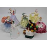 A collection of seven Royal Doulton figures of ladies, to include The Old Balloon Seller,