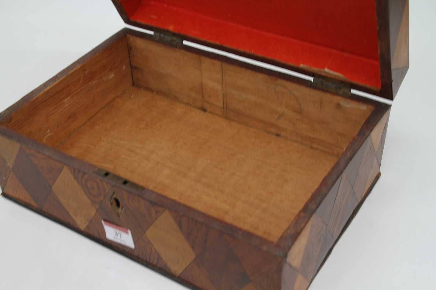 A 19th century specimen wood parquetry inlaid box, with hinged lid, w.30cm - Image 2 of 6