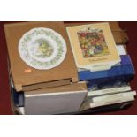 A box of mainly Wedgwood collectors plates and Royal Doulton Brambly Hedge plates