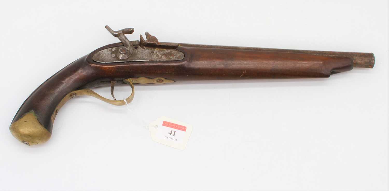 A 19th century percussion pistol (a.f)Not functioning. In relic condition.