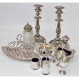 A collection of miscellaneous silver plated wares to include a six division toast-rack, open