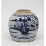 A Chinese blue and white glazed ginger jar, h.14cm