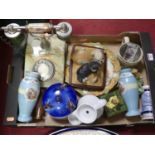 A collection of mixed glassware and ceramics to include a Victorian meat plate, and an onyx