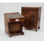 A 19th century mahogany apprentice chest, containing three graduated drawers, on bracket feet, w.