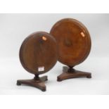 A Victorian mahogany apprentice tilt top breakfast table, the circular top above a baluster stem and