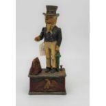 A reproduction cast metal figural novelty money-box, h.28cm