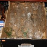 A box of 19th century and later drinking glasses