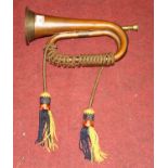 A vintage copper and brass bugle, 31cm