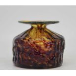 A Mdina Maltese glass vase having flared rim to a cylindrical body with textured bark type