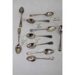 A collection of George III and later silver teaspoons, various dates and makers, gross weight