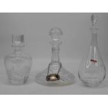 Two modern glass decanters, largest height 31cm