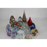 A collection of 20th century coloured glass paperweights